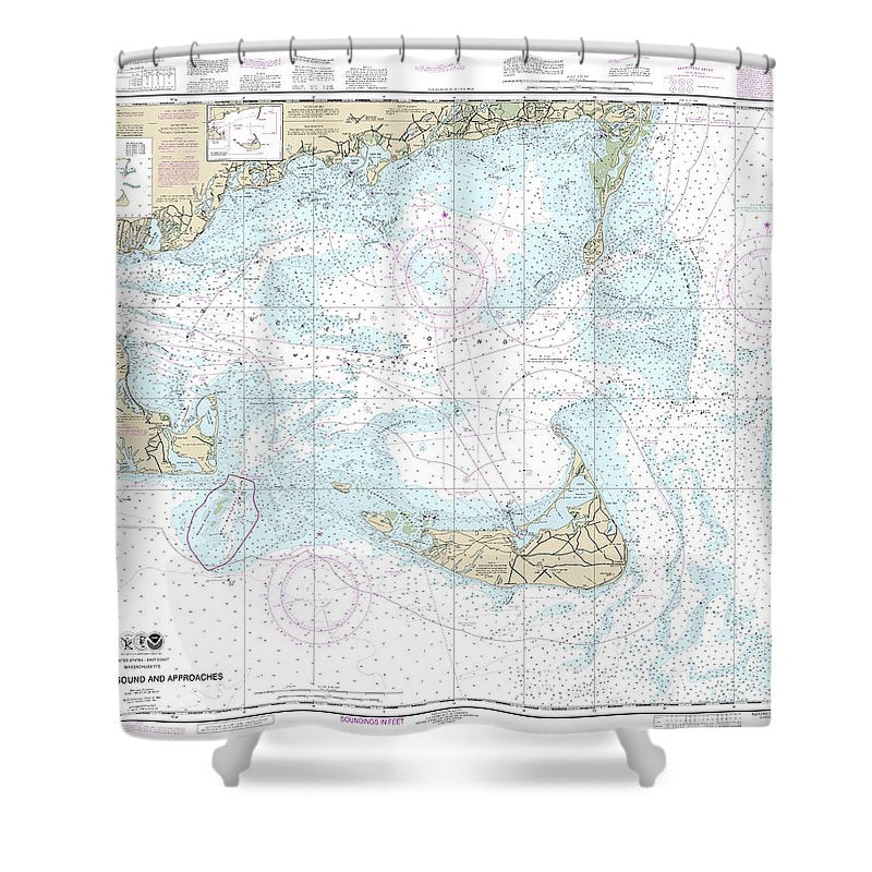 Nautical Chart 13237 Nantucket Sound Approaches Shower Curtain