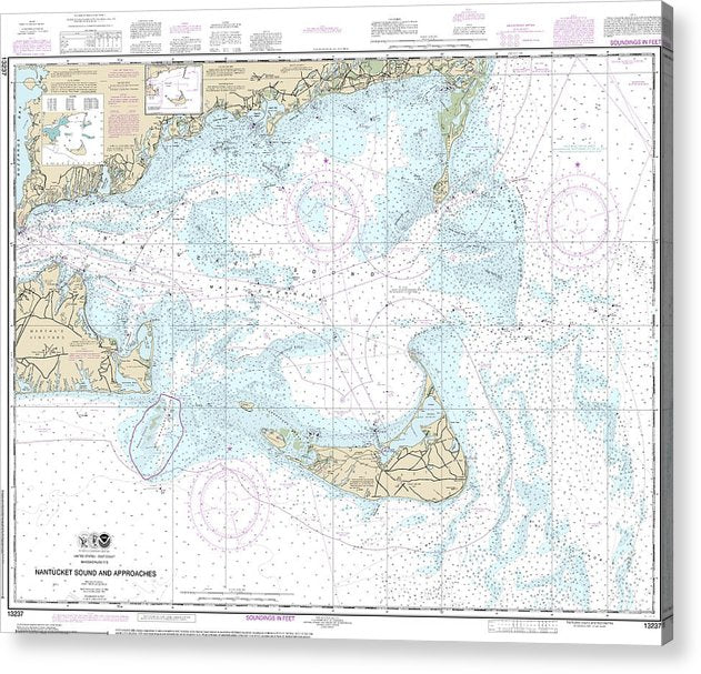 Nautical Chart-13237 Nantucket Sound-Approaches  Acrylic Print