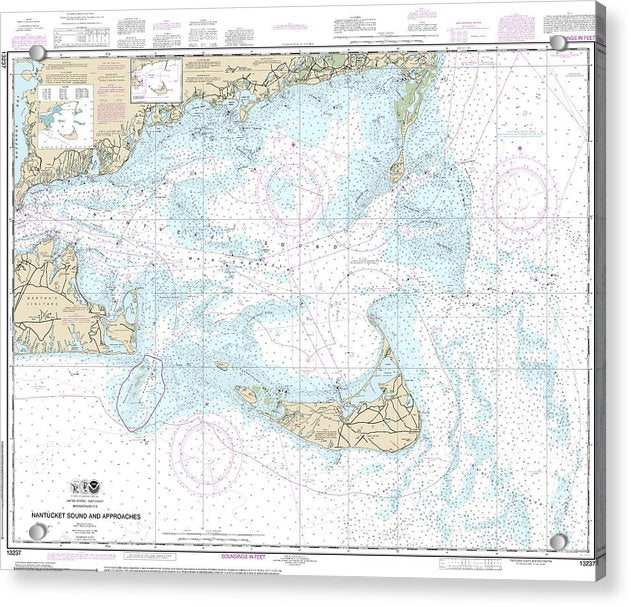 Nautical Chart-13237 Nantucket Sound-approaches - Acrylic Print