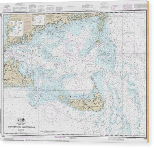 Nautical Chart-13237 Nantucket Sound-Approaches Wood Print