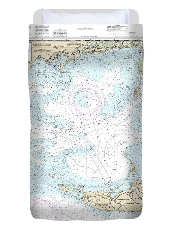 Nautical Chart-13237 Nantucket Sound-approaches - Duvet Cover