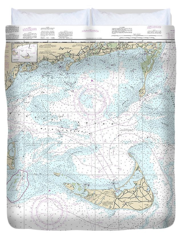 Nautical Chart-13237 Nantucket Sound-approaches - Duvet Cover
