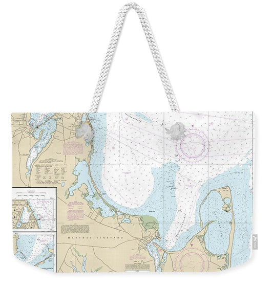 Nautical Chart-13238 Marthas Vineyard Eastern Part, Oak Bluffs Harbor, Vineyard Haven Harbor, Edgartown Harbor - Weekender Tote Bag