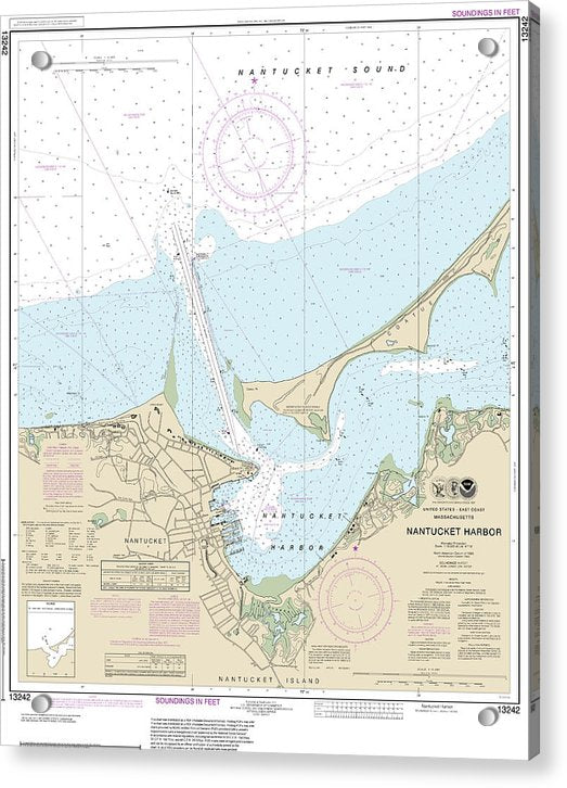 Nautical Chart-13242 Nantucket Harbor - Acrylic Print