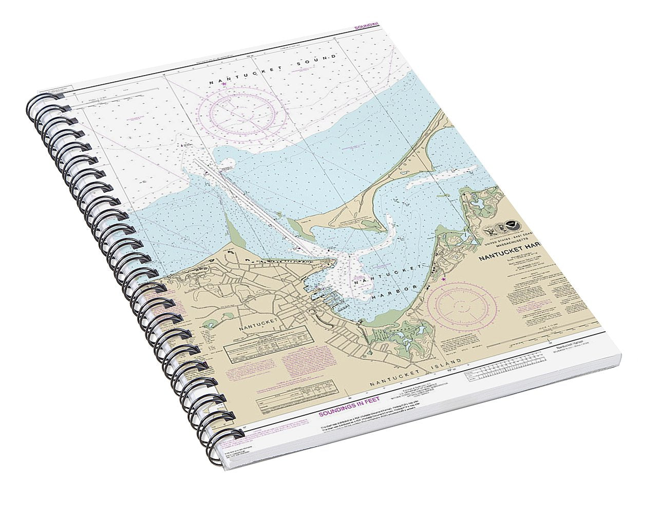 Nautical Chart-13242 Nantucket Harbor - Spiral Notebook