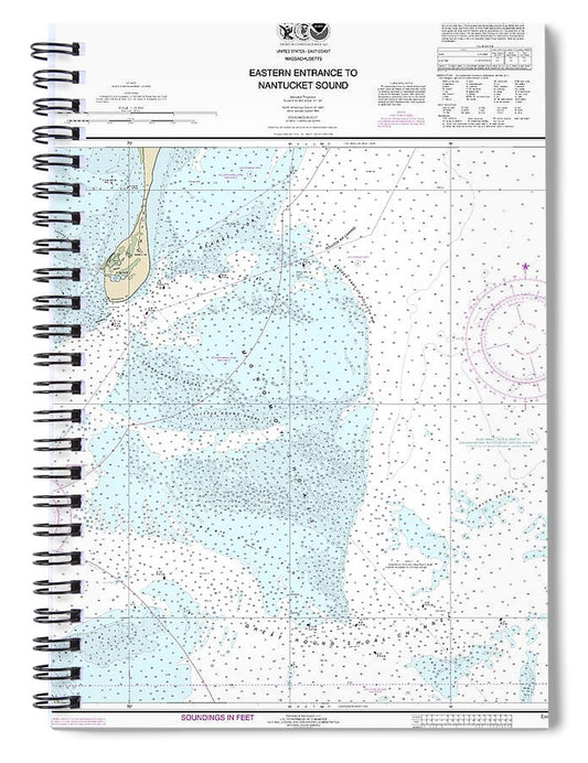 Nautical Chart 13244 Eastern Entrance Nantucket Sound Spiral Notebook