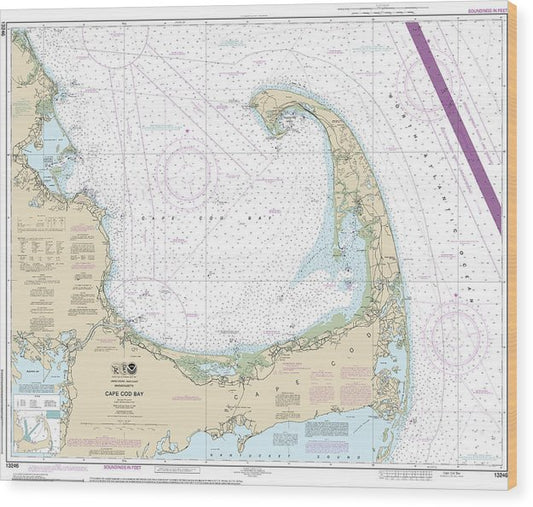 Nautical Chart-13246 Cape Cod Bay Wood Print