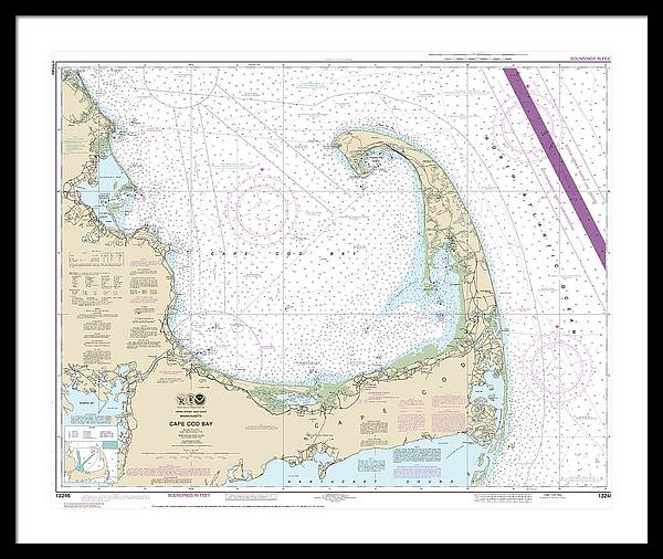 Nautical Chart-13246 Cape Cod Bay - Framed Print