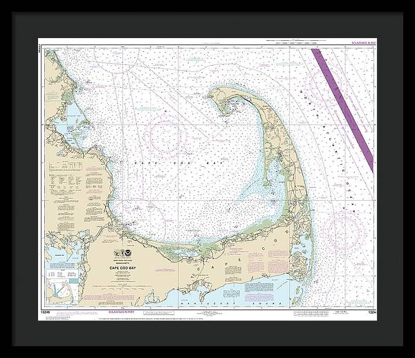 Nautical Chart-13246 Cape Cod Bay - Framed Print