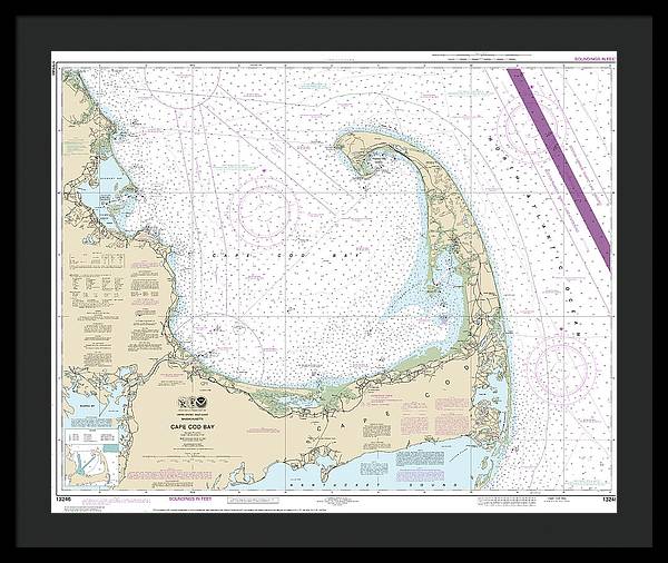 Nautical Chart-13246 Cape Cod Bay - Framed Print