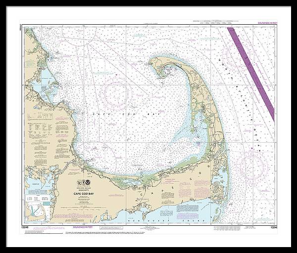 Nautical Chart-13246 Cape Cod Bay - Framed Print