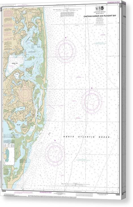 Nautical Chart-13248 Chatham Harbor-Pleasant Bay Canvas Print