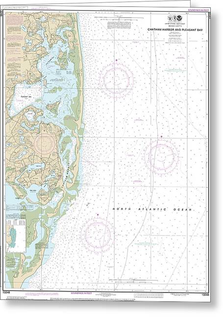 Nautical Chart-13248 Chatham Harbor-pleasant Bay - Greeting Card