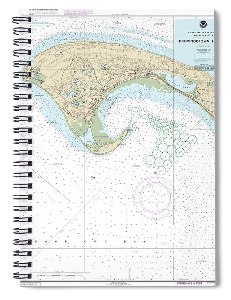 Nautical Chart 13249 Provincetown Harbor Spiral Notebook