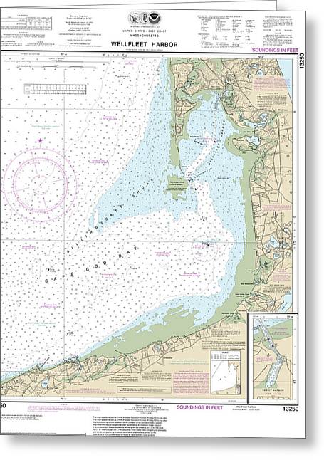 Nautical Chart-13250 Wellfleet Harbor, Sesuit Harbor - Greeting Card