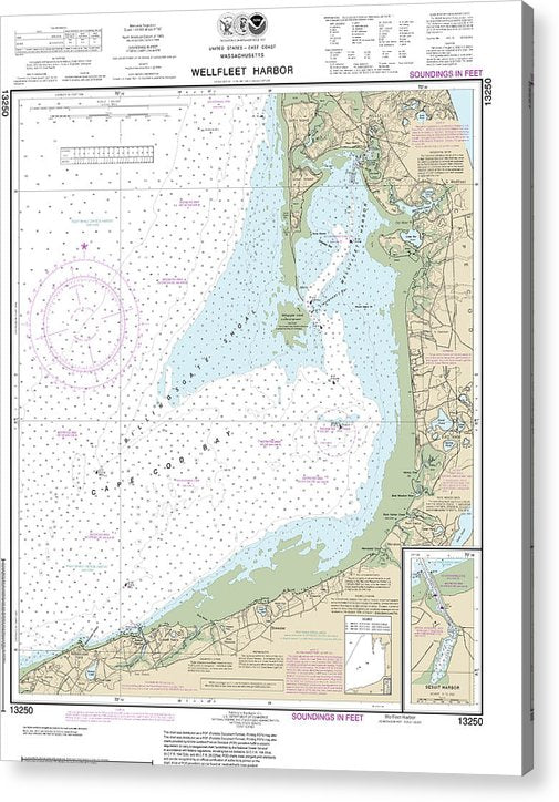 Nautical Chart-13250 Wellfleet Harbor, Sesuit Harbor  Acrylic Print