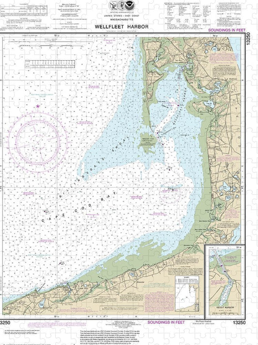 Nautical Chart 13250 Wellfleet Harbor, Sesuit Harbor Puzzle