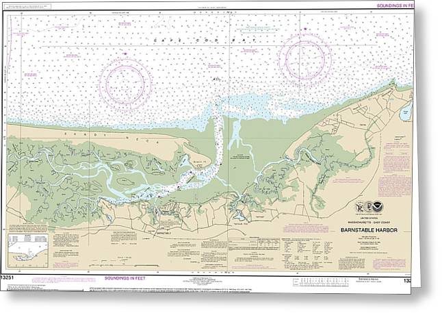 Nautical Chart-13251 Barnstable Harbor - Greeting Card