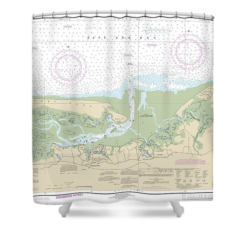 Nautical Chart 13251 Barnstable Harbor Shower Curtain