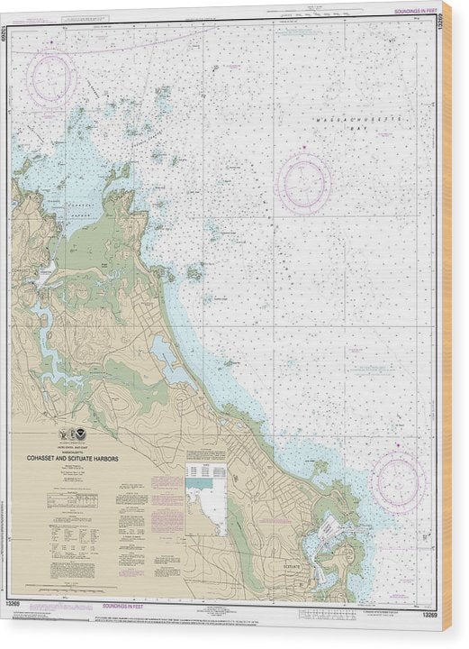Nautical Chart-13269 Cohasset-Scituate Harbors Wood Print