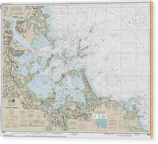 Nautical Chart-13270 Boston Harbor Wood Print