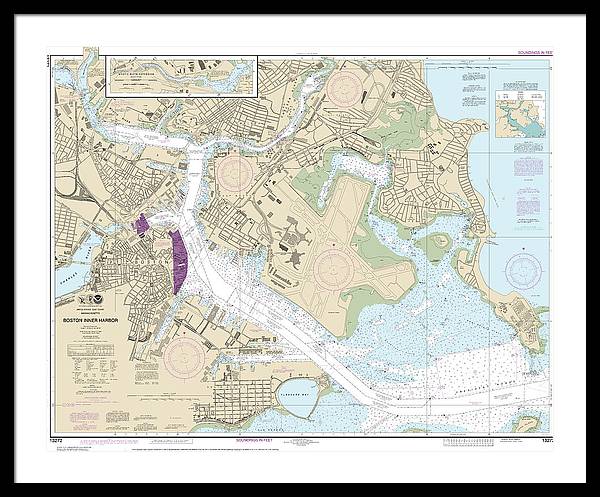 Nautical Chart-13272 Boston Inner Harbor - Framed Print