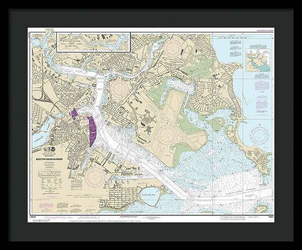 Nautical Chart-13272 Boston Inner Harbor - Framed Print