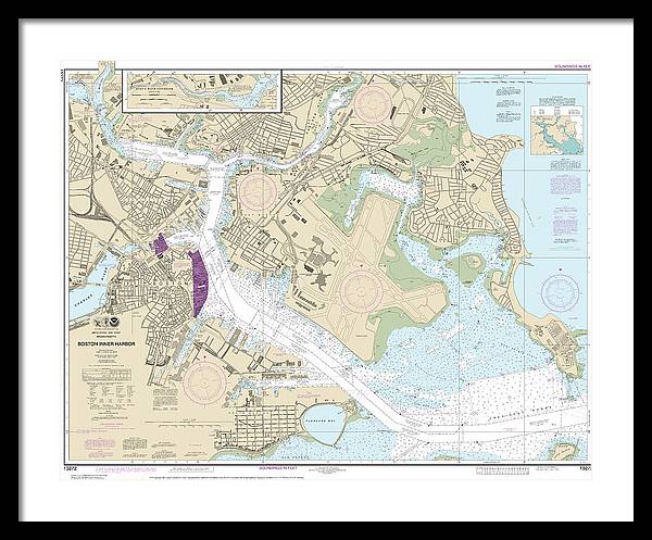 Nautical Chart-13272 Boston Inner Harbor - Framed Print