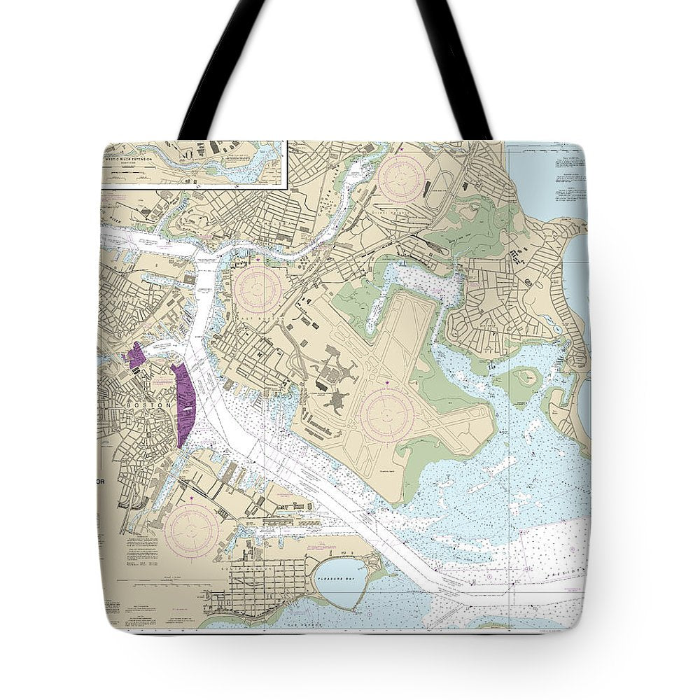 Nautical Chart-13272 Boston Inner Harbor - Tote Bag