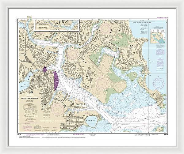 Nautical Chart-13272 Boston Inner Harbor - Framed Print