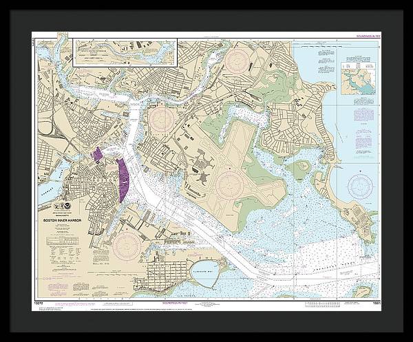 Nautical Chart-13272 Boston Inner Harbor - Framed Print