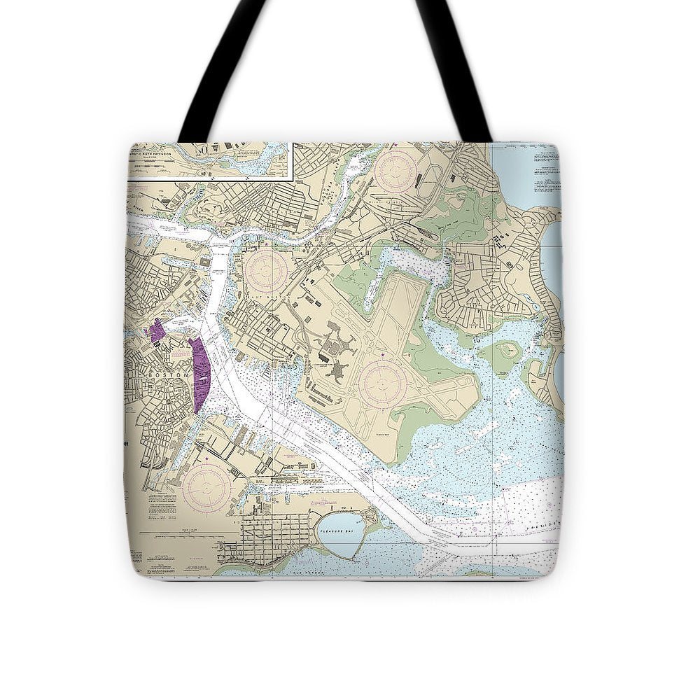 Nautical Chart-13272 Boston Inner Harbor - Tote Bag