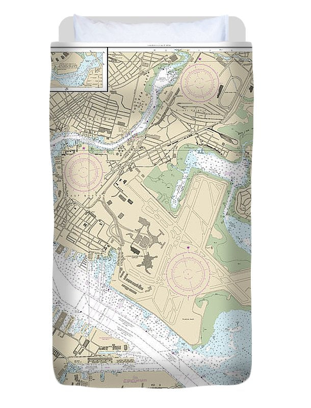Nautical Chart-13272 Boston Inner Harbor - Duvet Cover