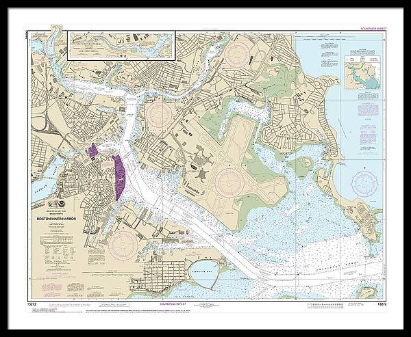 Nautical Chart-13272 Boston Inner Harbor - Framed Print