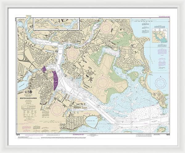 Nautical Chart-13272 Boston Inner Harbor - Framed Print