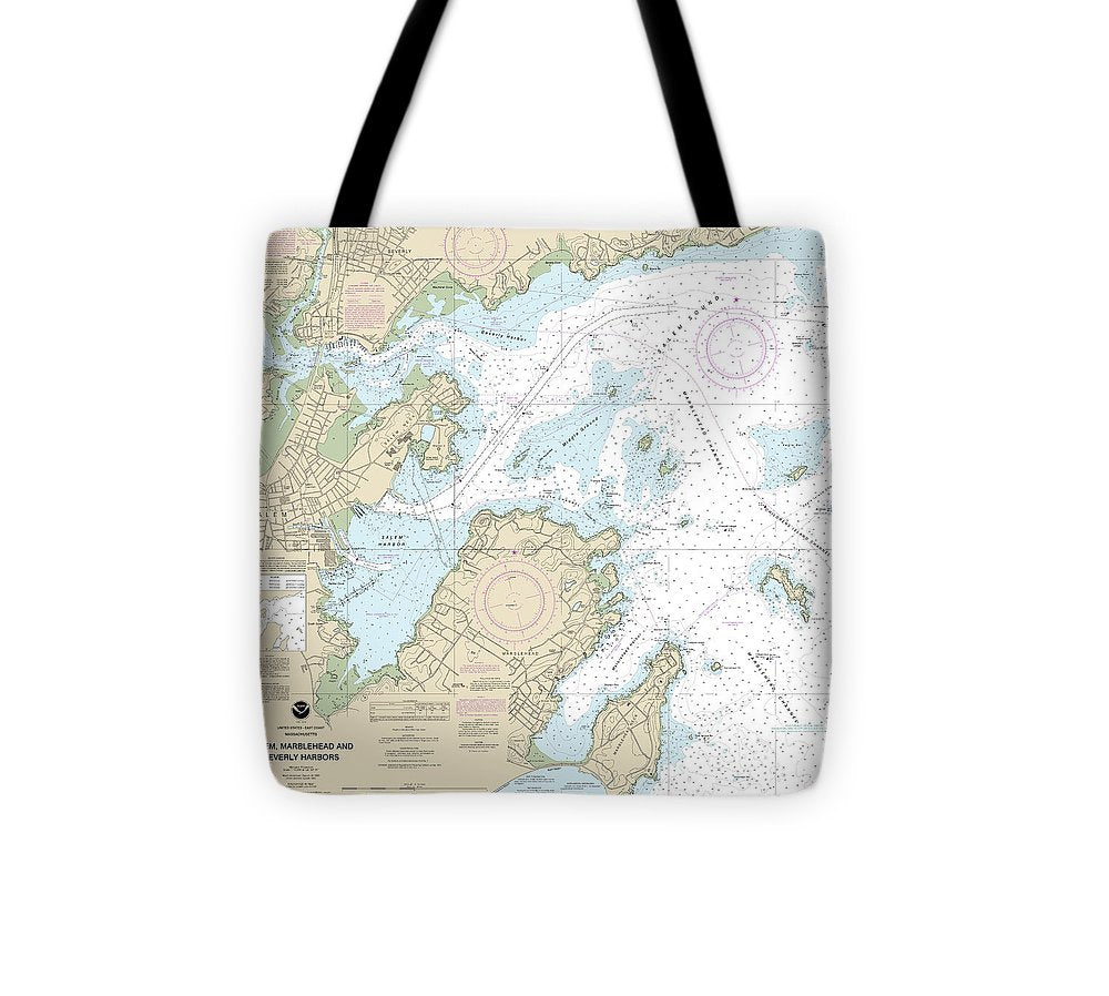 Nautical Chart 13276 Salem, Marblehead Beverly Harbors Tote Bag