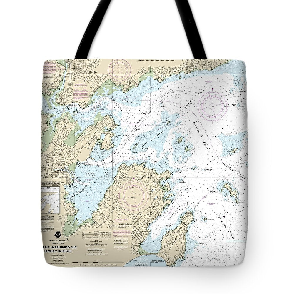 Nautical Chart-13276 Salem, Marblehead-beverly Harbors - Tote Bag