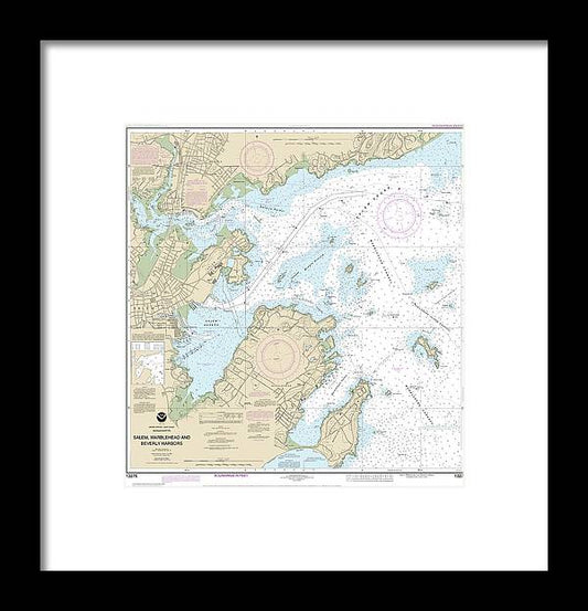 Nautical Chart-13276 Salem, Marblehead-beverly Harbors - Framed Print