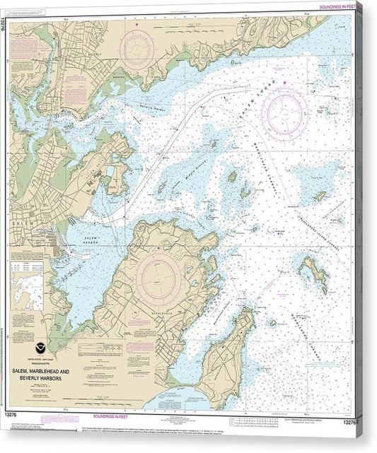 Nautical Chart-13276 Salem, Marblehead-Beverly Harbors  Acrylic Print