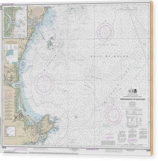 Nautical Chart-13278 Portsmouth-Cape Ann, Hampton Harbor Wood Print