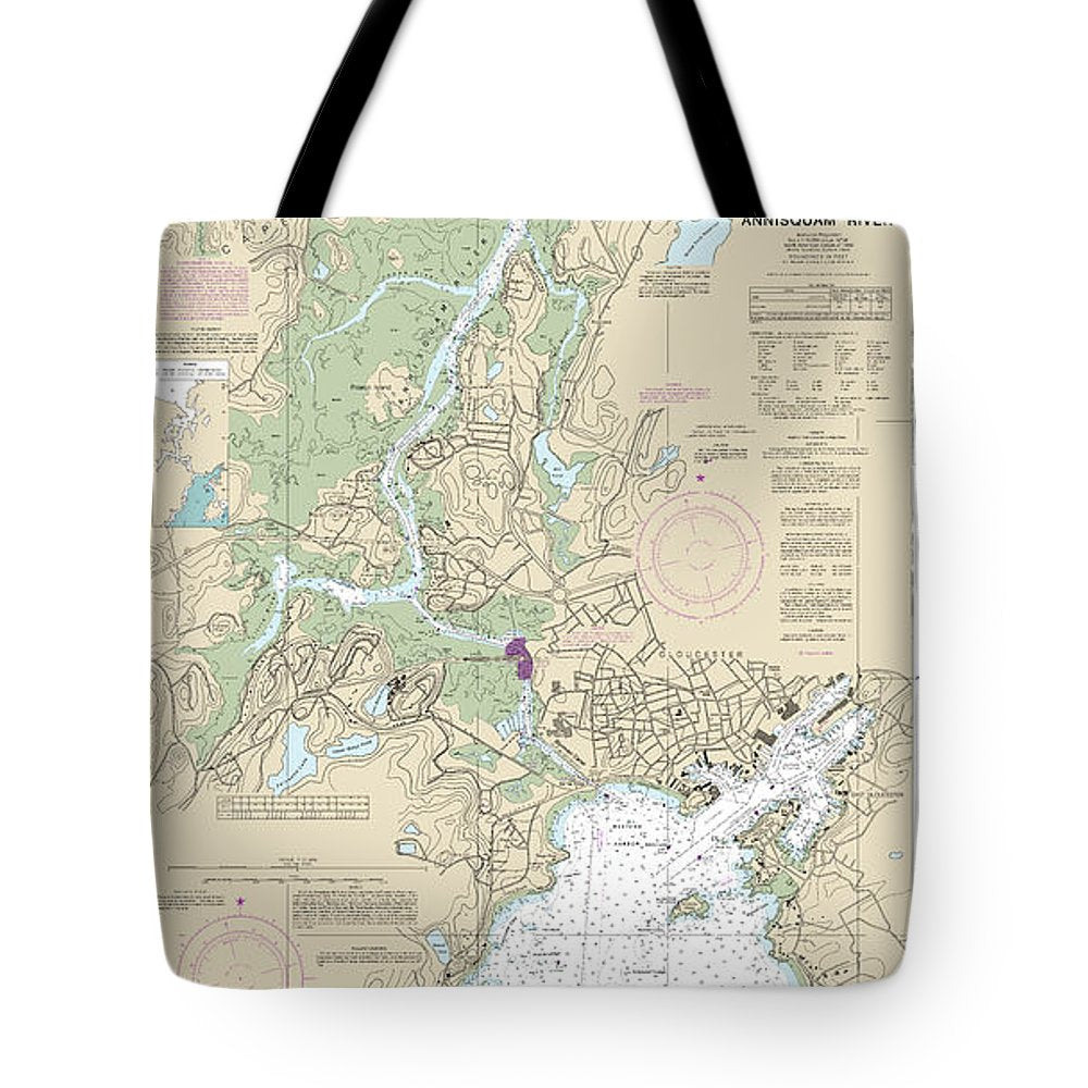 Nautical Chart-13281 Gloucester Harbor-annisquam River - Tote Bag