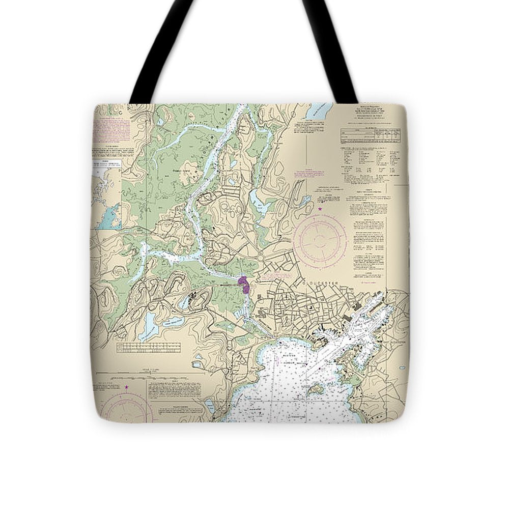 Nautical Chart-13281 Gloucester Harbor-annisquam River - Tote Bag