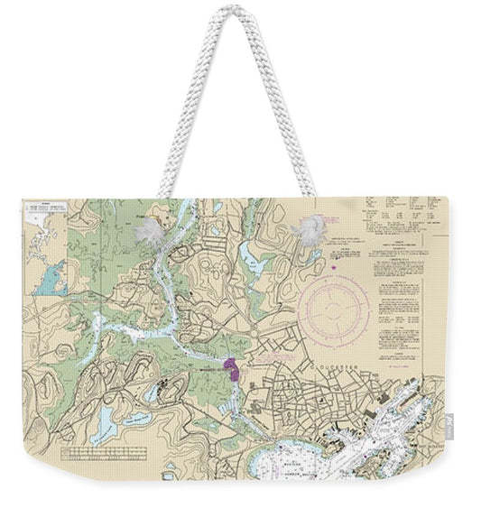 Nautical Chart-13281 Gloucester Harbor-annisquam River - Weekender Tote Bag