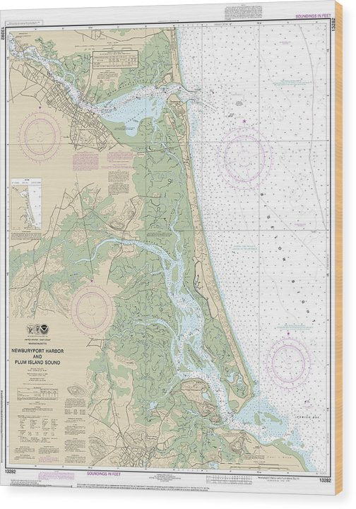 Nautical Chart-13282 Newburyport Harbor-Plum Island Sound Wood Print