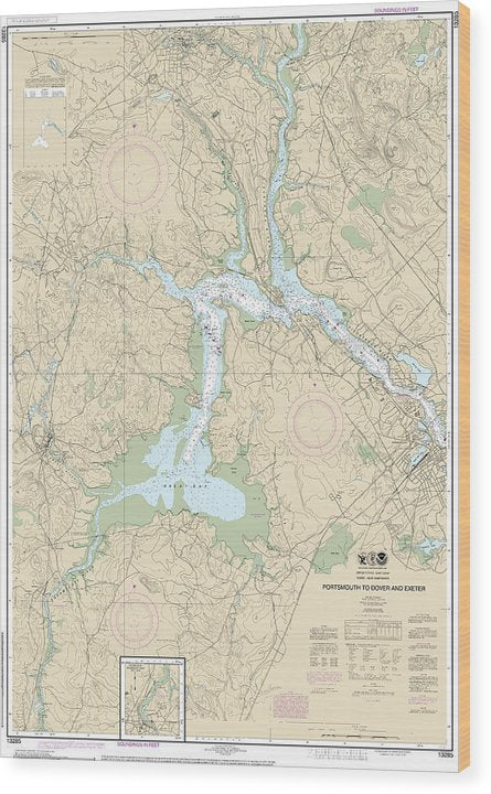 Nautical Chart-13285 Portsmouth-Dover-Exeter Wood Print