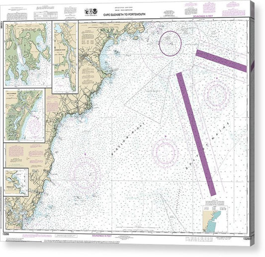 Nautical Chart-13286 Cape Elizabeth-Portsmouth, Cape Porpoise Harbor, Wells Harbor, Kennebunk River, Perkins Cove  Acrylic Print