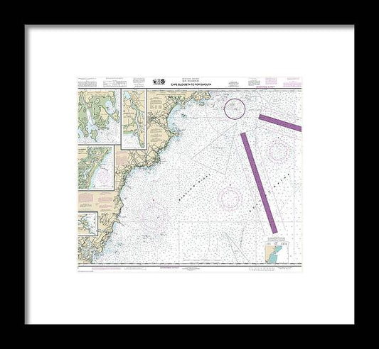 A beuatiful Framed Print of the Nautical Chart-13286 Cape Elizabeth-Portsmouth, Cape Porpoise Harbor, Wells Harbor, Kennebunk River, Perkins Cove by SeaKoast