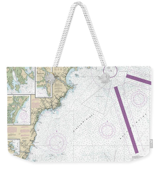 Nautical Chart-13286 Cape Elizabeth-portsmouth, Cape Porpoise Harbor, Wells Harbor, Kennebunk River, Perkins Cove - Weekender Tote Bag