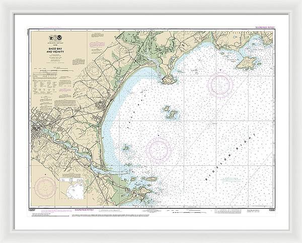 Nautical Chart-13287 Saco Bay-vicinity - Framed Print