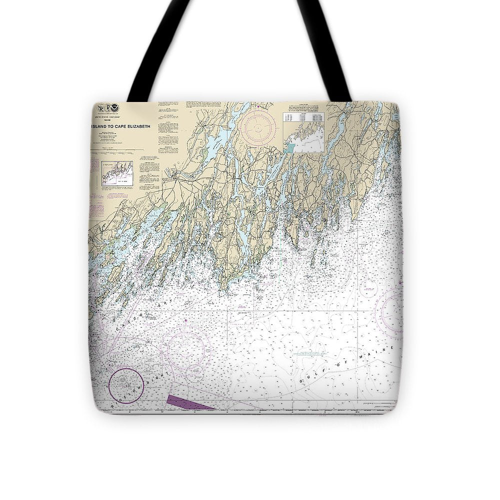 Nautical Chart-13288 Monhegan Island-cape Elizabeth - Tote Bag